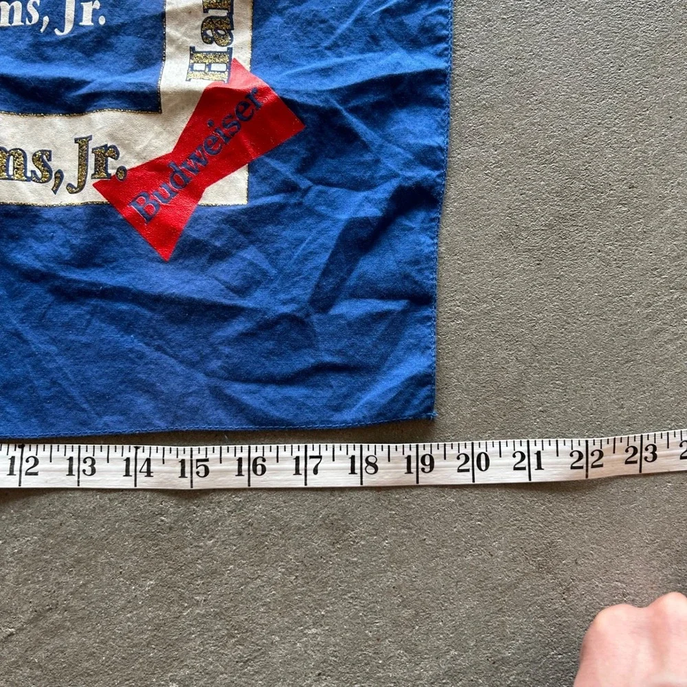 Vintage 90s Hank Williams Jr Budweiser Bandana Adult 19.5x20.5 Blue 1992 Tour